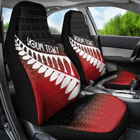 Red Silver Fern Spirit Taniko Tukutuku Personalised Car Seat Cover