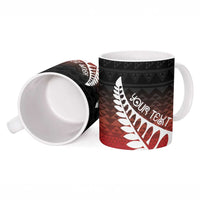 Red Silver Fern Spirit Taniko Tukutuku Personalised Ceramic Mug - Polynesian Pride