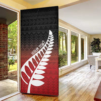 Red Silver Fern Spirit Taniko Tukutuku Personalised Door Cover - Polynesian Pride