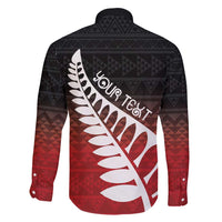 Red Silver Fern Spirit Taniko Tukutuku Personalised Family Matching Puletasi and Hawaiian Shirt LT9 - Polynesian Pride