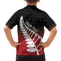 Red Silver Fern Spirit Taniko Tukutuku Personalised Hawaiian Shirt