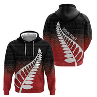 Red Silver Fern Spirit Taniko Tukutuku Personalised Hoodie