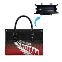 Red Silver Fern Spirit Taniko Tukutuku Personalised Leather Bag - Polynesian Pride