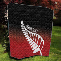 Red Silver Fern Spirit Taniko Tukutuku Personalised Quilt