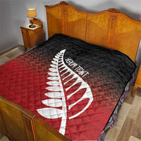 Red Silver Fern Spirit Taniko Tukutuku Personalised Quilt