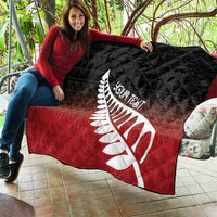 Red Silver Fern Spirit Taniko Tukutuku Personalised Quilt