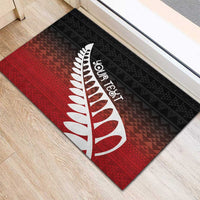Red Silver Fern Spirit Taniko Tukutuku Personalised Rubber Doormat