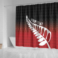 Red Silver Fern Spirit Taniko Tukutuku Personalised Shower Curtain