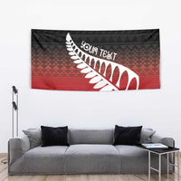 Red Silver Fern Spirit Taniko Tukutuku Personalised Tapestry