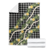 Aloha Puakenikeni Anthurium Pikake Lei Blanket Black Hawaiian Palaka Pattern