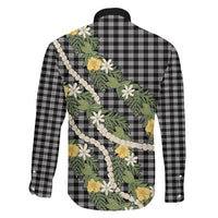 Aloha Puakenikeni Anthurium Pikake Lei Family Matching Summer Maxi Dress and Hawaiian Shirt Black Hawaiian Palaka Pattern LT9 - Polynesian Pride