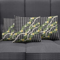 Aloha Puakenikeni Anthurium Pikake Lei Pillow Cover Black Hawaiian Palaka Pattern