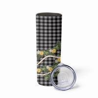 Aloha Puakenikeni Anthurium Pikake Lei Skinny Tumbler Black Hawaiian Palaka Pattern LT9 - Polynesian Pride