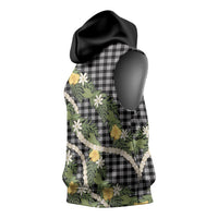 Aloha Puakenikeni Anthurium Pikake Lei Sleeveless Hoodie Black Hawaiian Palaka Pattern