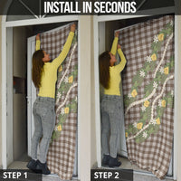 Aloha Puakenikeni Anthurium Pikake Lei Door Cover Chocolate Hawaiian Palaka Pattern