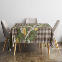 Aloha Puakenikeni Anthurium Pikake Lei Tablecloth Chocolate Hawaiian Palaka Pattern LT9 - Polynesian Pride
