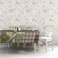 Aloha Puakenikeni Anthurium Pikake Lei Tablecloth Chocolate Hawaiian Palaka Pattern LT9 - Polynesian Pride