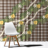 Aloha Puakenikeni Anthurium Pikake Lei Window Curtain Chocolate Hawaiian Palaka Pattern