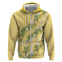 Aloha Puakenikeni Anthurium Pikake Lei Hoodie Gold Hawaiian Palaka Pattern