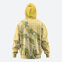 Aloha Puakenikeni Anthurium Pikake Lei Zip Hoodie Gold Hawaiian Palaka Pattern