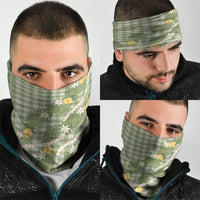 Aloha Puakenikeni Anthurium Pikake Lei Neck Gaiter Green Hawaiian Palaka Pattern