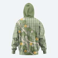Aloha Puakenikeni Anthurium Pikake Lei Zip Hoodie Green Hawaiian Palaka Pattern
