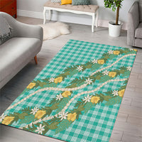 Aloha Puakenikeni Anthurium Pikake Lei Area Rug Marine Hawaiian Palaka Pattern