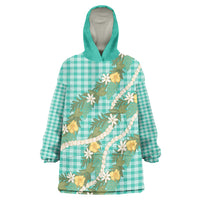 Aloha Puakenikeni Anthurium Pikake Lei Wearable Blanket Hoodie Marine Hawaiian Palaka Pattern LT9 One Size Marine - Polynesian Pride