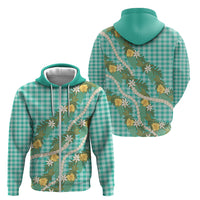 Aloha Puakenikeni Anthurium Pikake Lei Zip Hoodie Marine Hawaiian Palaka Pattern