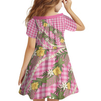Aloha Puakenikeni Anthurium Pikake Lei Family Matching Long Sleeve Bodycon Dress and Hawaiian Shirt Tropical Pink Hawaiian Palaka Pattern LT9 - Polynesian Pride
