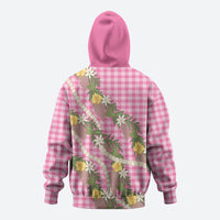 Aloha Puakenikeni Anthurium Pikake Lei Hoodie Tropical Pink Hawaiian Palaka Pattern