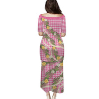 Aloha Puakenikeni Anthurium Pikake Lei Puletasi Tropical Pink Hawaiian Palaka Pattern