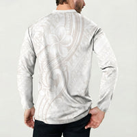 Hawaii Plumeria Lokelani Pikake Lei Button Sweatshirt Sandy Beige Polynesian Tattoo