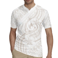 Hawaii Plumeria Lokelani Pikake Lei Rugby Jersey Sandy Beige Polynesian Tattoo