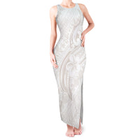 Hawaii Plumeria Lokelani Pikake Lei Tank Maxi Dress Sandy Beige Polynesian Tattoo LT9 Women Beige - Polynesian Pride