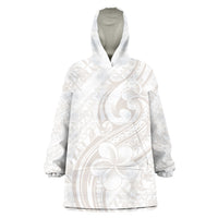 Hawaii Plumeria Lokelani Pikake Lei Wearable Blanket Hoodie Sandy Beige Polynesian Tattoo LT9 One Size Beige - Polynesian Pride