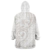 Hawaii Plumeria Lokelani Pikake Lei Wearable Blanket Hoodie Sandy Beige Polynesian Tattoo LT9 - Polynesian Pride