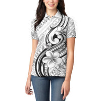 Hawaii Plumeria Lokelani Pikake Lei Women Polo Shirt Ele'ele Polynesian Tattoo LT9 - Polynesian Pride