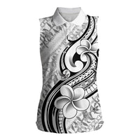 Hawaii Plumeria Lokelani Pikake Lei Women Sleeveless Polo Shirt Ele'ele Polynesian Tattoo LT9 Female Black - Polynesian Pride