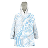 Hawaii Plumeria Lokelani Pikake Lei Wearable Blanket Hoodie Uliuli Polynesian Tattoo LT9 One Size Blue - Polynesian Pride