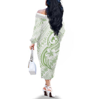 Hawaii Plumeria Lokelani Pikake Lei Family Matching Off The Shoulder Long Sleeve Dress and Hawaiian Shirt Oma'oma'o Polynesian Tattoo LT9 - Polynesian Pride