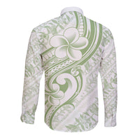 Hawaii Plumeria Lokelani Pikake Lei Long Sleeve Button Shirt Oma'oma'o Polynesian Tattoo