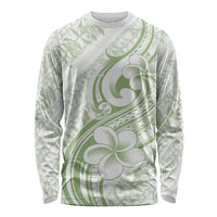 Hawaii Plumeria Lokelani Pikake Lei Long Sleeve Shirt Oma'oma'o Polynesian Tattoo LT9 Unisex Green - Polynesian Pride