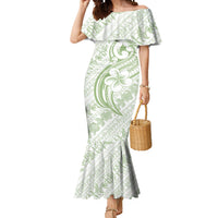 Hawaii Plumeria Lokelani Pikake Lei Mermaid Dress Oma'oma'o Polynesian Tattoo LT9 Women Green - Polynesian Pride