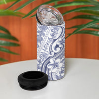 Hawaii Plumeria Lokelani Pikake Lei 4 in 1 Can Cooler Tumbler Navy Blue Polynesian Tattoo LT9 - Polynesian Pride
