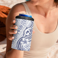 Hawaii Plumeria Lokelani Pikake Lei 4 in 1 Can Cooler Tumbler Navy Blue Polynesian Tattoo LT9 - Polynesian Pride