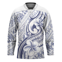 Hawaii Plumeria Lokelani Pikake Lei Hockey Jersey Navy Blue Polynesian Tattoo