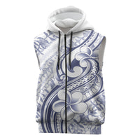 Hawaii Plumeria Lokelani Pikake Lei Sleeveless Zip Hoodie Navy Blue Polynesian Tattoo LT9 Navy Blue - Polynesian Pride
