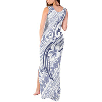 Hawaii Plumeria Lokelani Pikake Lei Tank Maxi Dress Navy Blue Polynesian Tattoo LT9 - Polynesian Pride