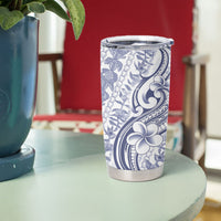 Hawaii Plumeria Lokelani Pikake Lei Tumbler Cup Navy Blue Polynesian Tattoo